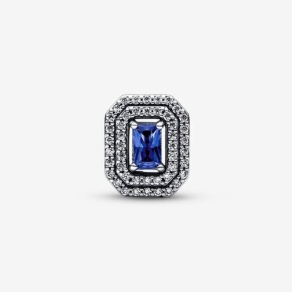Pandora Blue Sparkling Leveled Rectangular Charm - Picture 3 of 4